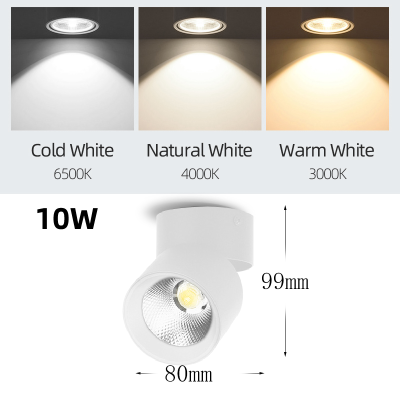 Adjustable LED Spotlights 7W 10W 15W Led Spot Light Lamp Ceiling Spots Track Lights Lighting Spotlight for Home Kitchen Bedroom: 10W White Body / Neutral White