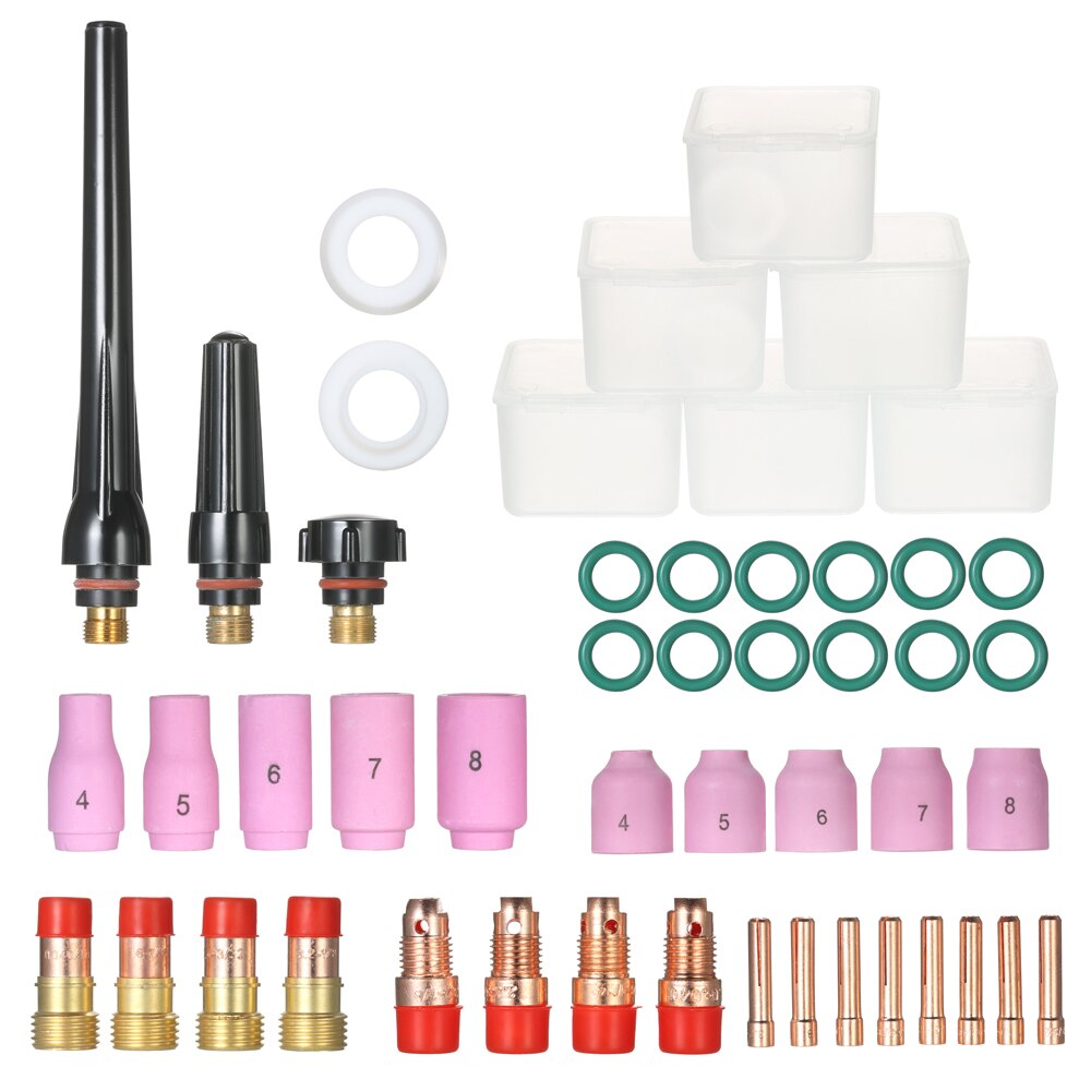 49PCS TIG Welding Torch Stubby Gas Lens #10 Glass Cup Kit for WP-17/18/26 Tig welding Accessories: Default Title