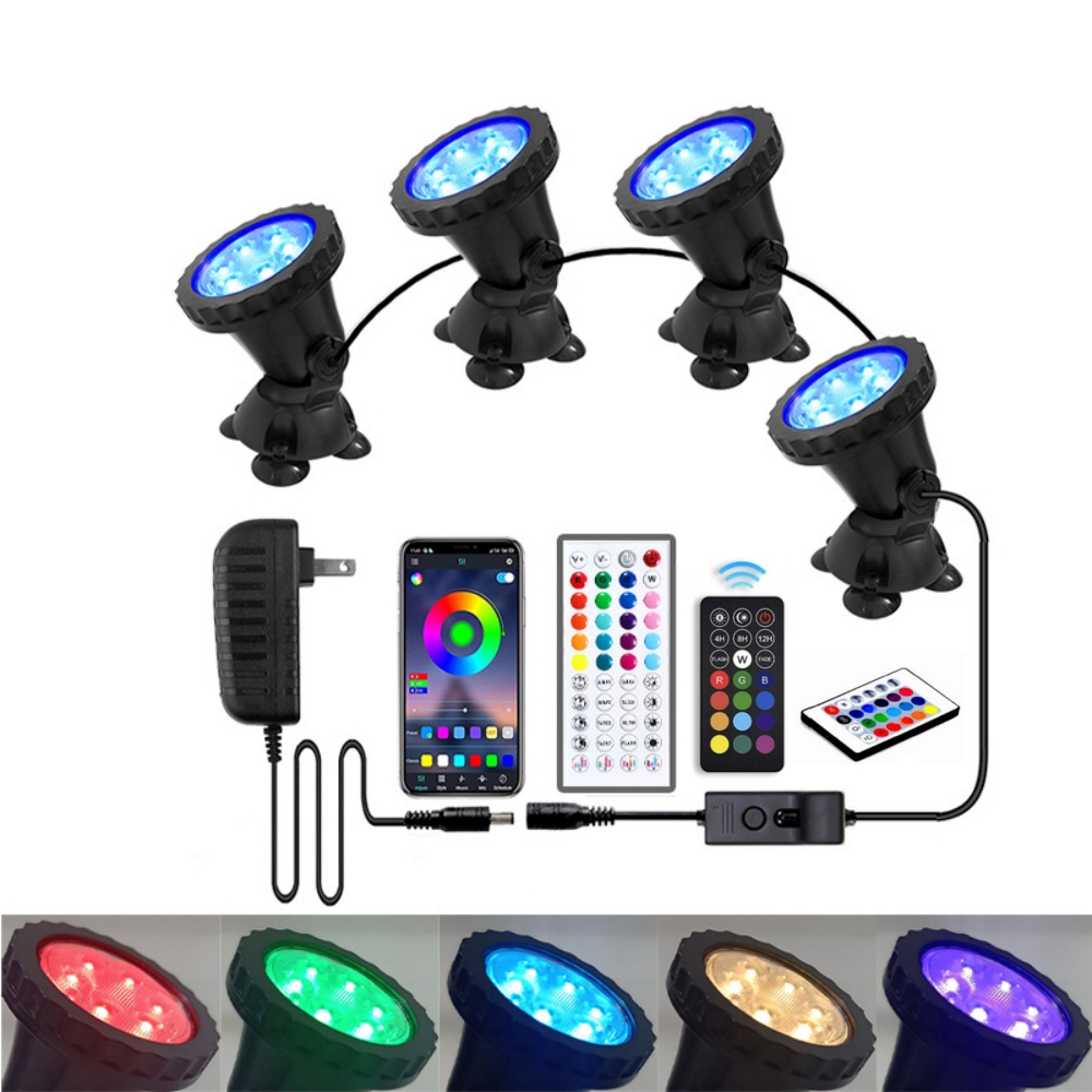 36LEDs RGB Underwater Spotlight 12V IP68 Waterproof Fountain Fish Tank Swimming Pool Pond Aquarium Garden Lamps