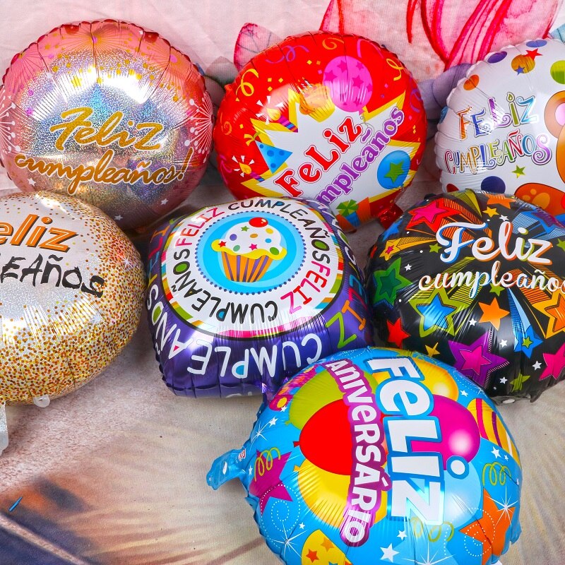 10 stk 18 tommer rund form feliz cumpleanos spansk tillykke med fødselsdagen indretning mylar folie helium balloner globos baloes luftkugler