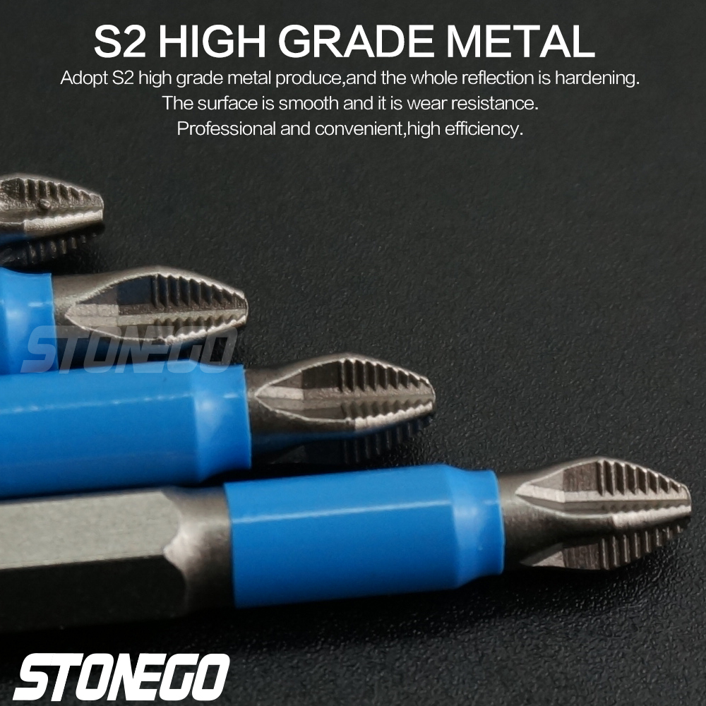 STOENGO Screwdriver Bits 1/4" Hex Shank Magnetic Cross Screw Head Anti Slip Electric Tip 50MM Driver Drill Set Tools
