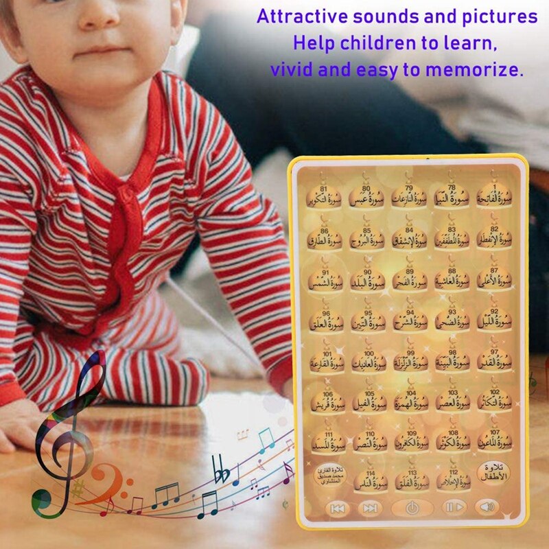 Arabische Koran Educatief Speelgoed 38 Hoofdstukken Onderwijs Koran Tablet Leren Arabische Moslim Kids Geel