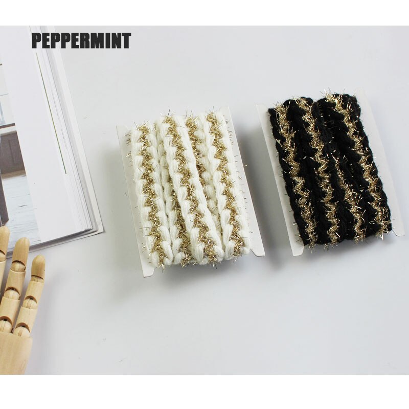 1 yard Black & white Braid Trim golden Gemengde Touw Kant deco geweven Singels Naaien Accessoire voor Kleding DIY Trimmen