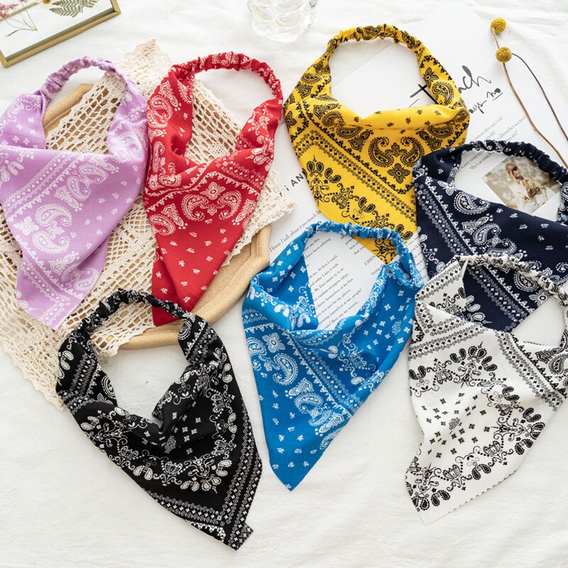 Udskrivning vintage bandana tørklæde trekant hårbånd hår tørklæde voksne kvinder pige hoved slid beklædningsgenstande tilbehør