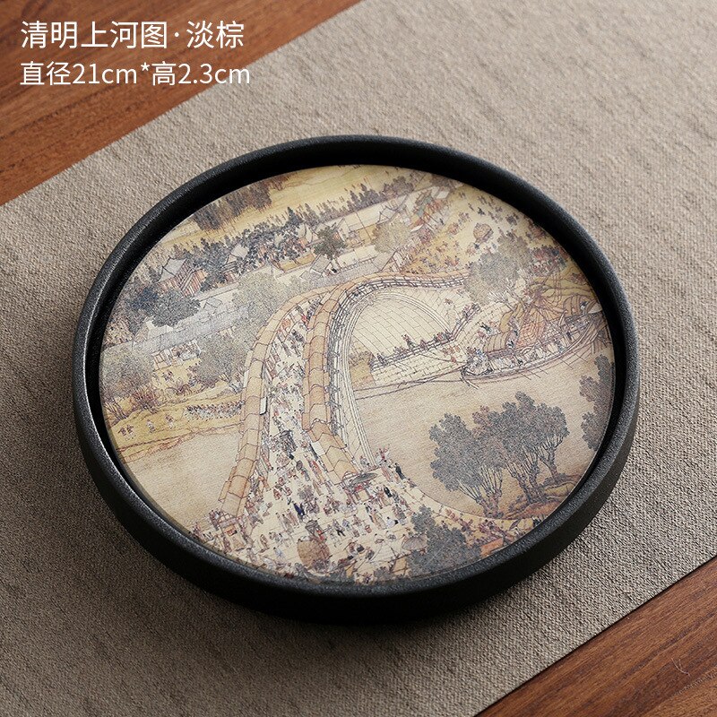 Sneldrogend Water Absorberende Thee Dienblad Droge Thee Tafel Keramische Pot Huishouden Kleine Ronde Kung Fu Thee Set Thee Zee lade: Qingming River map