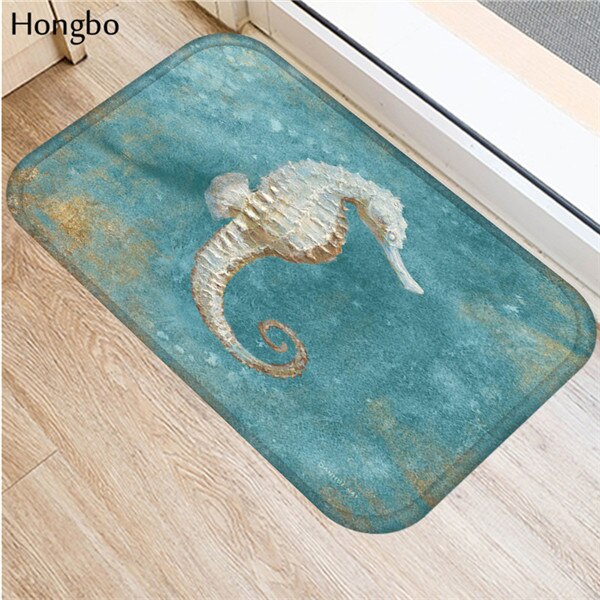 Hongbo halkskyddsmattor marint liv tryckmattor badrumsgolv kök sjöstjärna conch sjöhäst valsköldpadda mönstermattor: 34