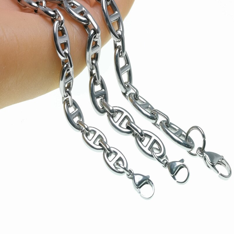 8MM 10MM w nowym stylu stal nierdzewna stalowy łańcuch ręcznie montowany naszyjnik dla kobiet mężczyzn biodro chmiel Jewlry 45CM-75CM