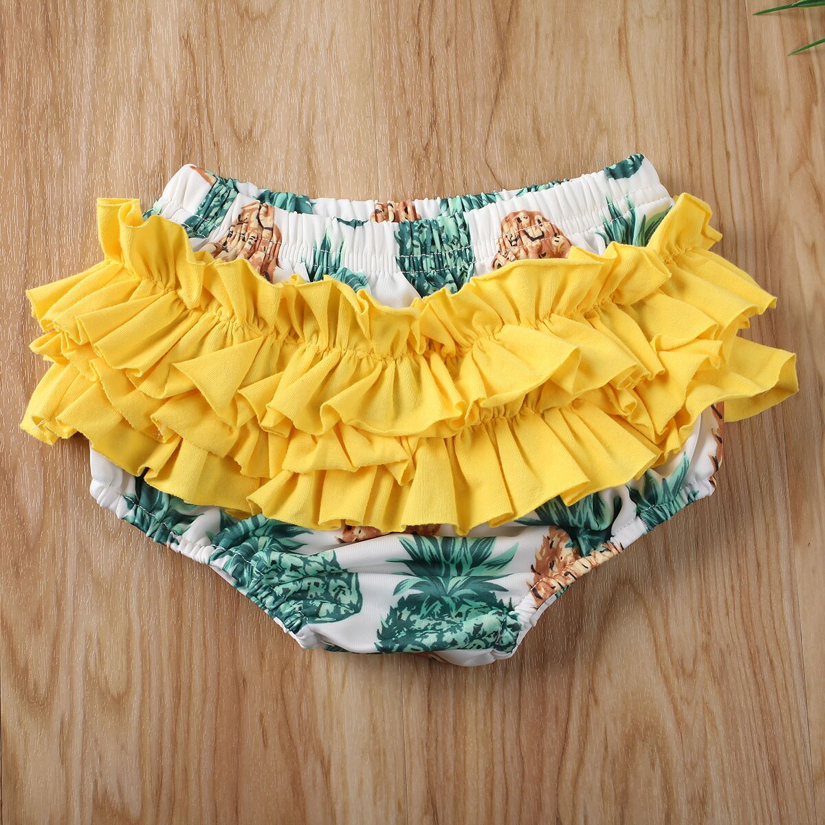 Conjunto de Bikini con estampado de piña para niñas, traje de baño de dos Uds
