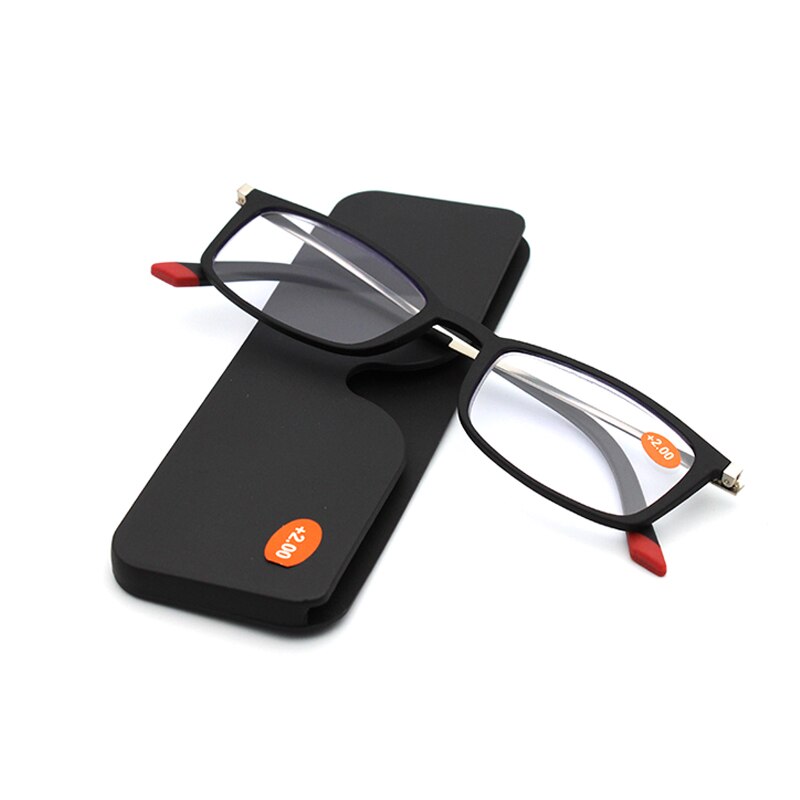 2020TR90 Ultra-thin Frame Portable Reading Glasses Unisex Ultra Light Paper Wallet Reading Glasses 1.0 -4.0: +150 / Black