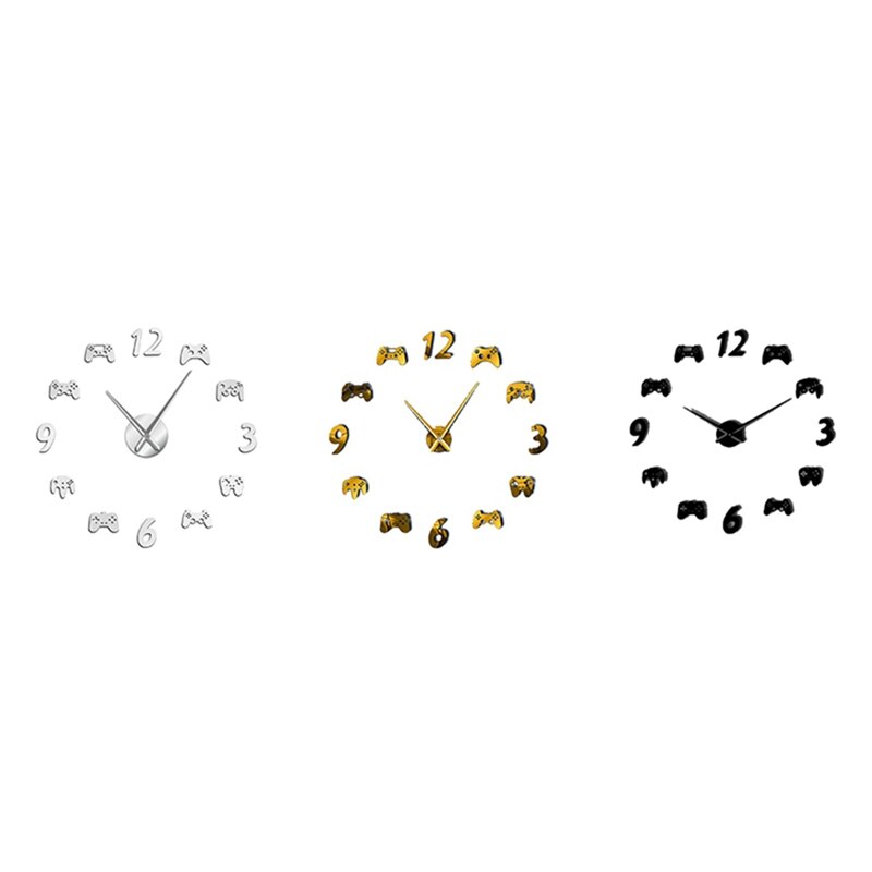 Video Game Controllers DIY Large Wall Watch Game Decor Modern Freamless Giant Wall Clock Game Boys E-Sports Wall Clock
