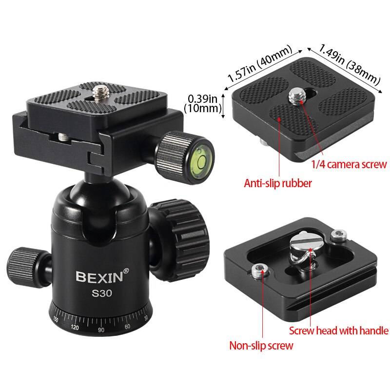 Panoramic ball head aluminum alloy 360 degree horizontal rotation arca swiss tripod head suitable for SLR camera monopod tripod