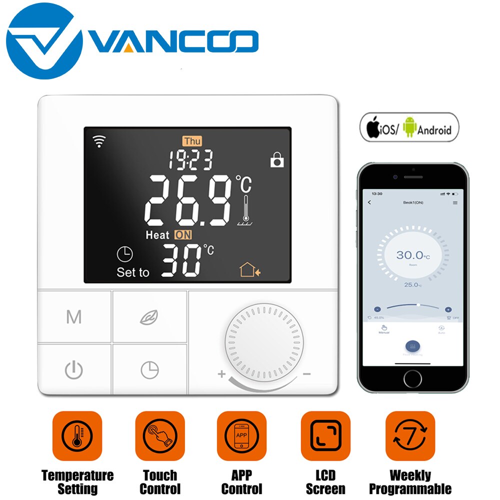 Vancoo wifi termostat 220v temperaturregulator digital elektrisk golvvärme smart termostat smart hemstyrning