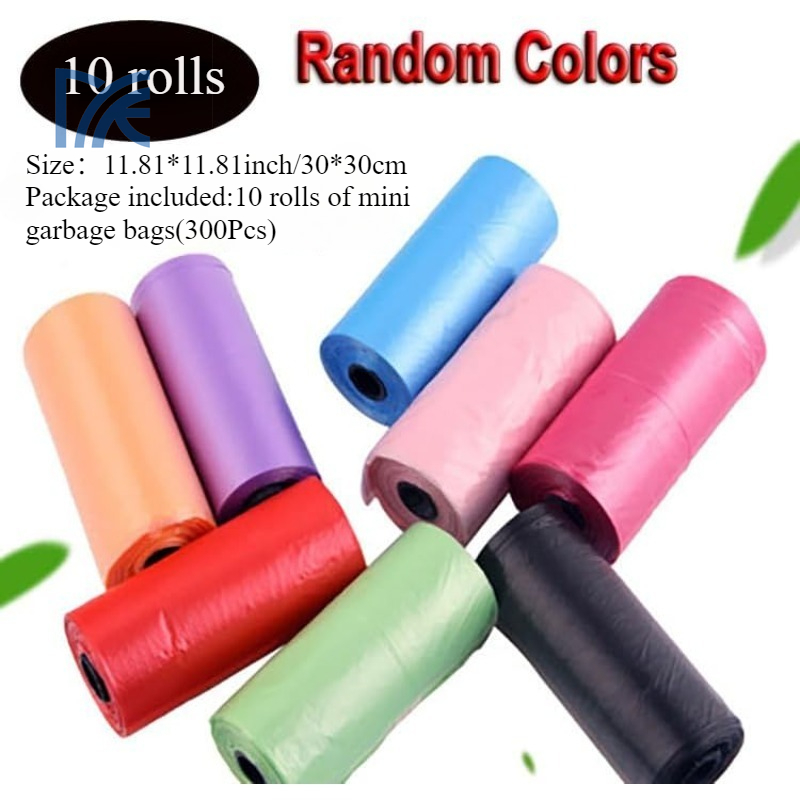 Wegwerp kleine vuilniszakken 10 rollen 300 stuks draagbare pe vuilniszakken voor prullenbakken kantoor keuken afval