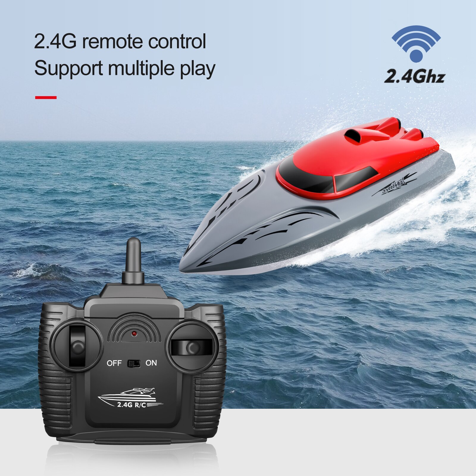 RC Boat Remote Control Speedboat 20km/h 2.4Ghz High Speed Racing Fishing Boats for Pools and Lakes Ship Toys for Boys Vessel