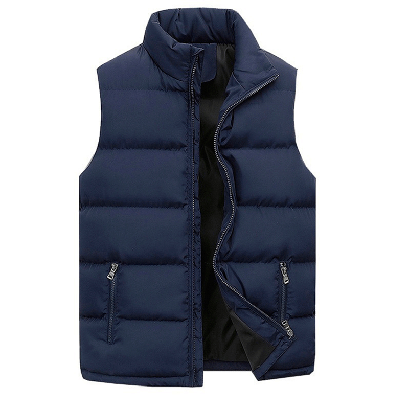 FGKKS 2023 invierno hombres chaleco Parkas algodón Casual sin mangas soporte ropa gruesa Color sólido chaleco chaqueta masculina: 4XL / Gris
