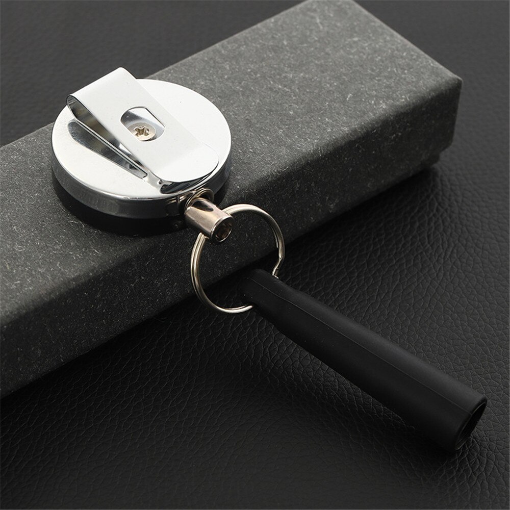 Intrekbare Badge Reel Pull Sleutelhanger Roestvrij Staal Draagbare Pen Houder Naamplaatje Id Kaarthouder Auto Sleutelhanger Riem clip Pen Cap