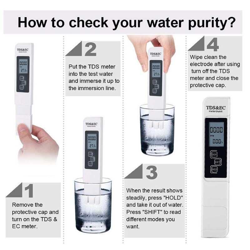 PH Meter-TDS Meter-Digital Water Tester-Digital LCD Water Testing Tools Pen Portable PPM Water Detector