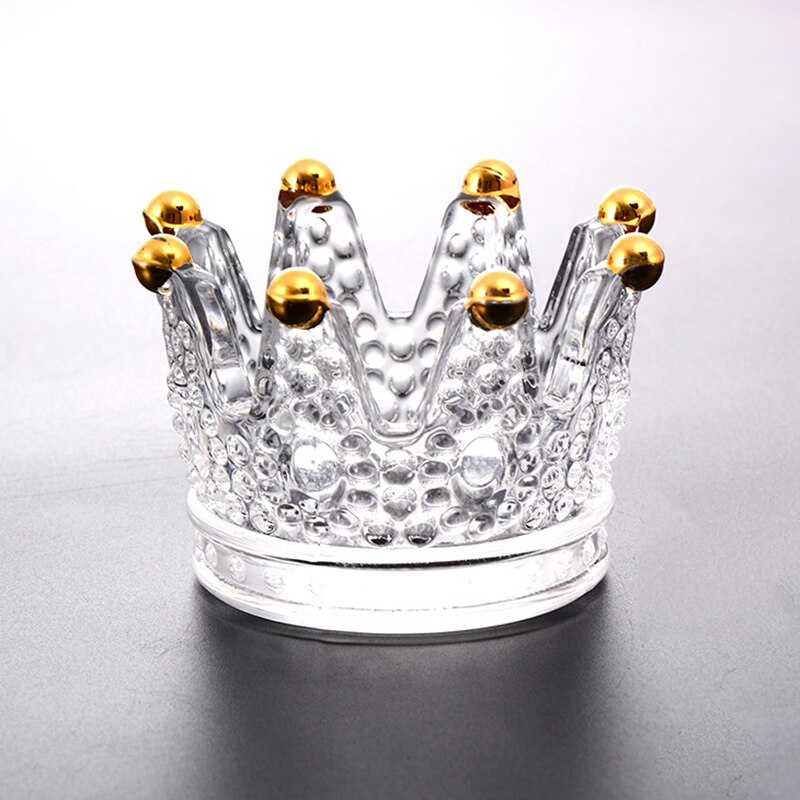 Crown Ashtray Glass Personality Ash Tray Transparent Wax Holder Candle Holder Ornaments Ashtray for Home Car: Gold Bead