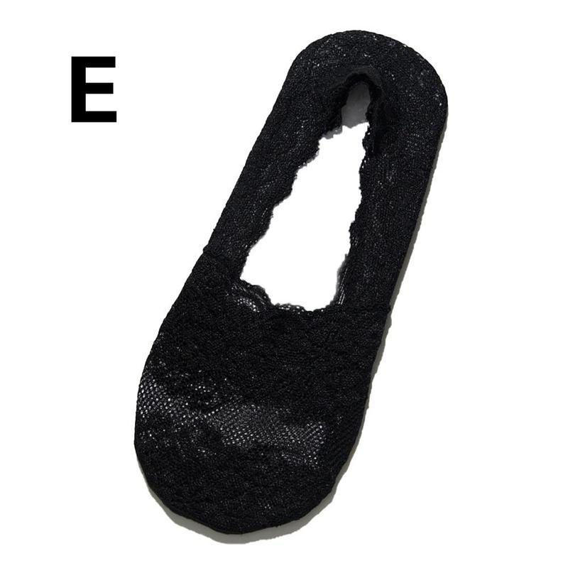 Calcetines náuticos de encaje para mujer, de silicona, antideslizantes, finos, de algodón, transpirables, cortos, florales, bordados, C6P0: E