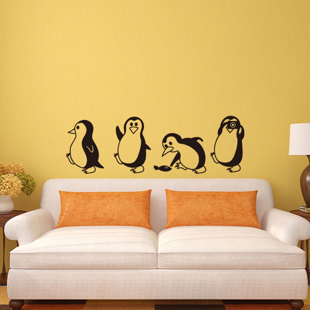 Cute Little Penguin Wall sticker For Home Decor, Kids Room Living Room Background Art Decor Animal Stickers For Mural