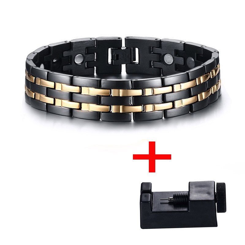 Vnox Mannen Gezonde Magnetische Armband Energie Lange Rvs Sieraden Gratis Aanpassing Tool: Default Title