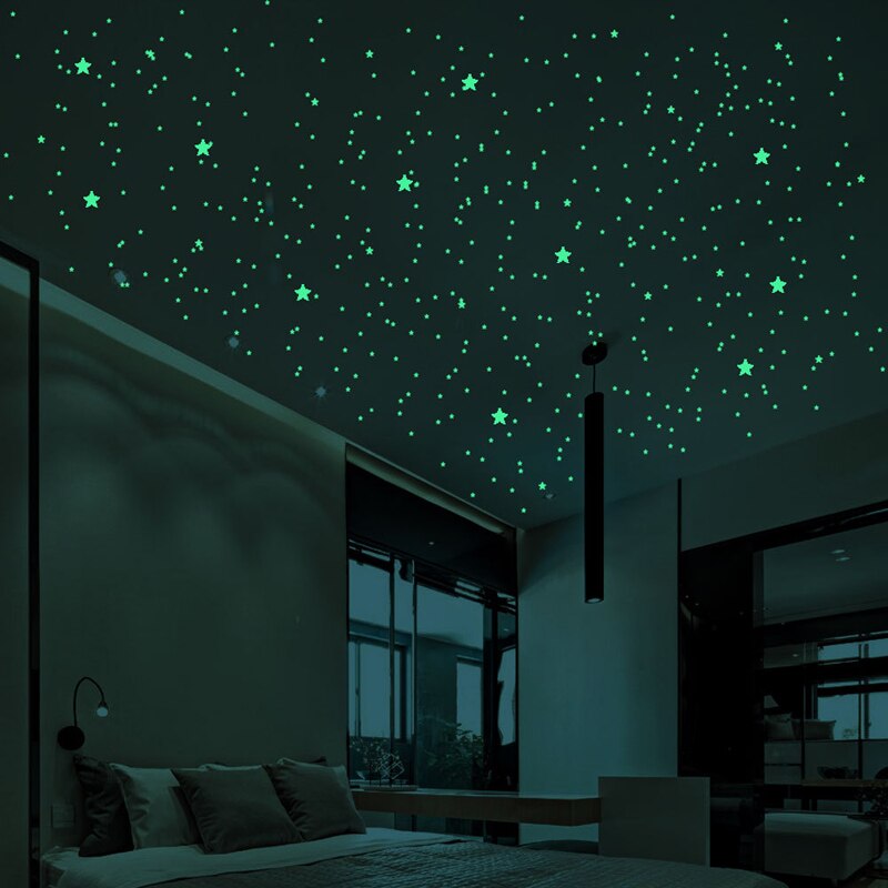 Zollor Diy Lichtgevende 3D Sterren Stippen Decoratieve Sticker Zelfklevende Deur Plafond Decoratie Thuis Baby Kamer Fluorescerende Sticker