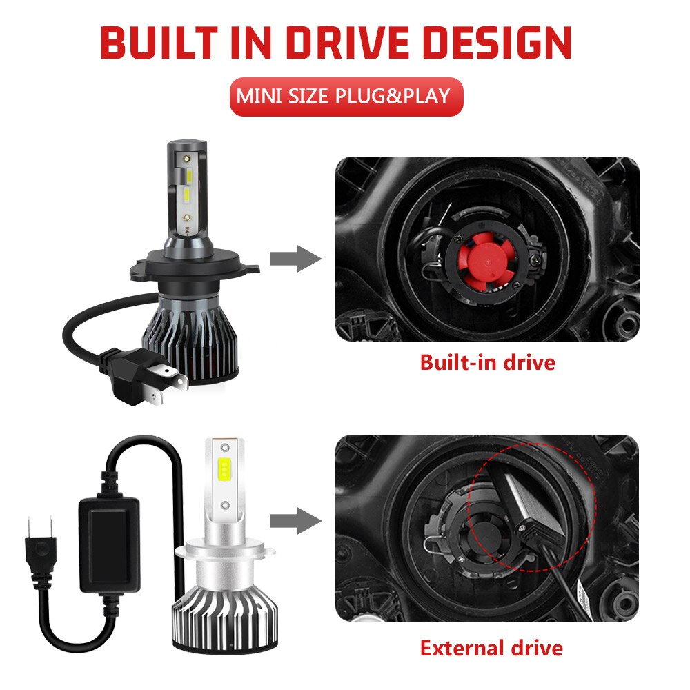 Zdatt LED Voiture Phare H7 LED Ampoule h7 6000K 12V H8 H9 H11 9005 Hb3 9006 Hb4 Auto Phare H4 Phares Antibrouillard Turbo 12 Csp Puces