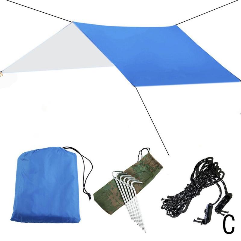 Tourist awning canopy tarpaulin tent shade ultralight garden canopy parasol outdoor camping hammock waterproof camouflage shelter: C