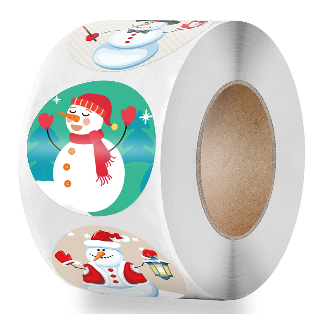 50-500 stuks 6 ontwerpen sticker sneeuwvlok kerstlabel geschenkdoos decoratie sticker gelukkige kerstdag dierenstickers papier: Licht Geel