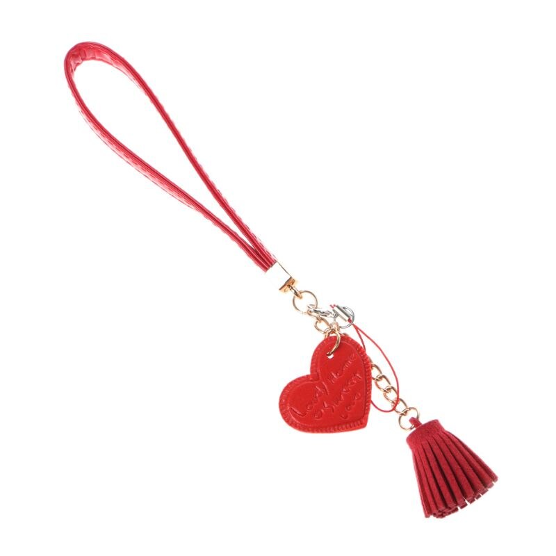 Love-cordón de muñeca con borlas y corazón para teléfono móvil, pulsera con cordón para iPhone 7, 8X6, Samsung, Xiaomi, cámara, USB, unidades Flash, llaveros: Red