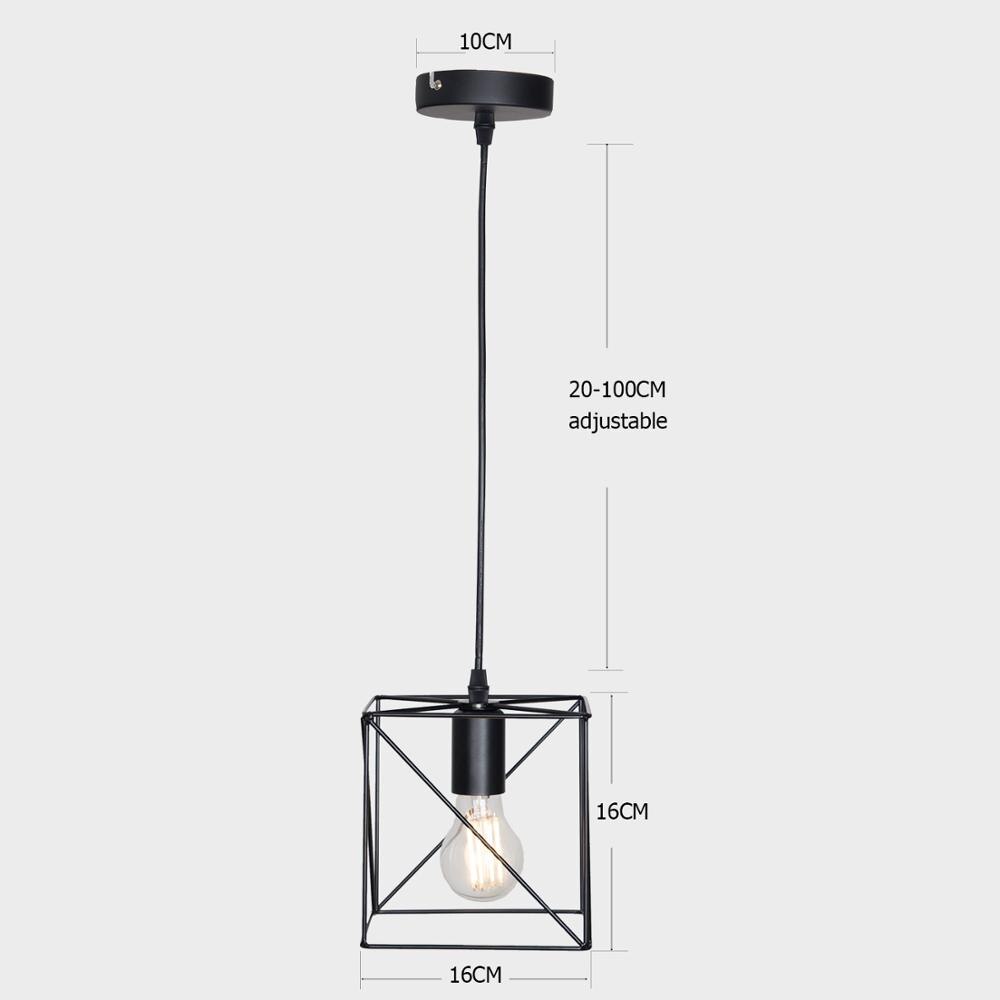 7 type moderne sorte bur pendel jern minimalistisk retro nordisk loft pyramide lampe metal hængende lampe  e27 indendørs: 8022