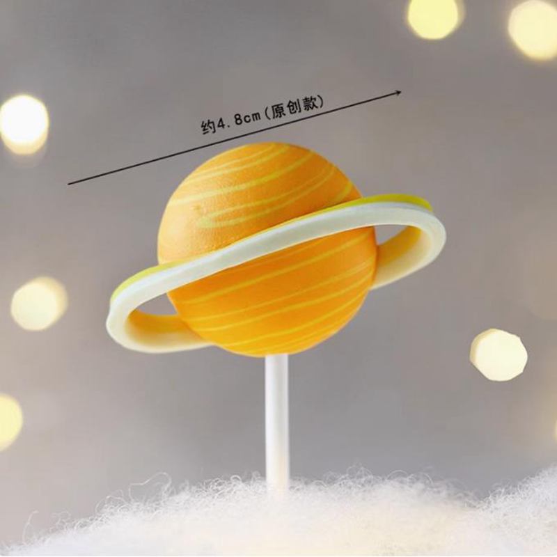 ﻿ Adorno para tarta espacial con cohete de astronauta, planeta, decoración para de cumpleaños para niños, pastel de estrella para Baby Shower, para de cumpleaños para niños: Caqui oscuro