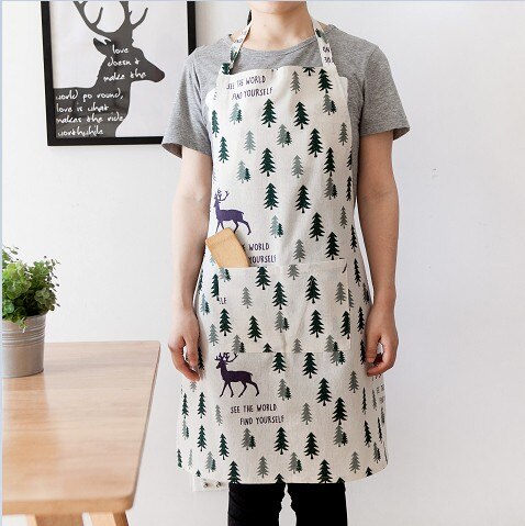 Weihnachten Baum Deer Druck Schürze mit Großen Tasche schürzen für frauen Backen grill kochen küche schürze: red-sanjiao