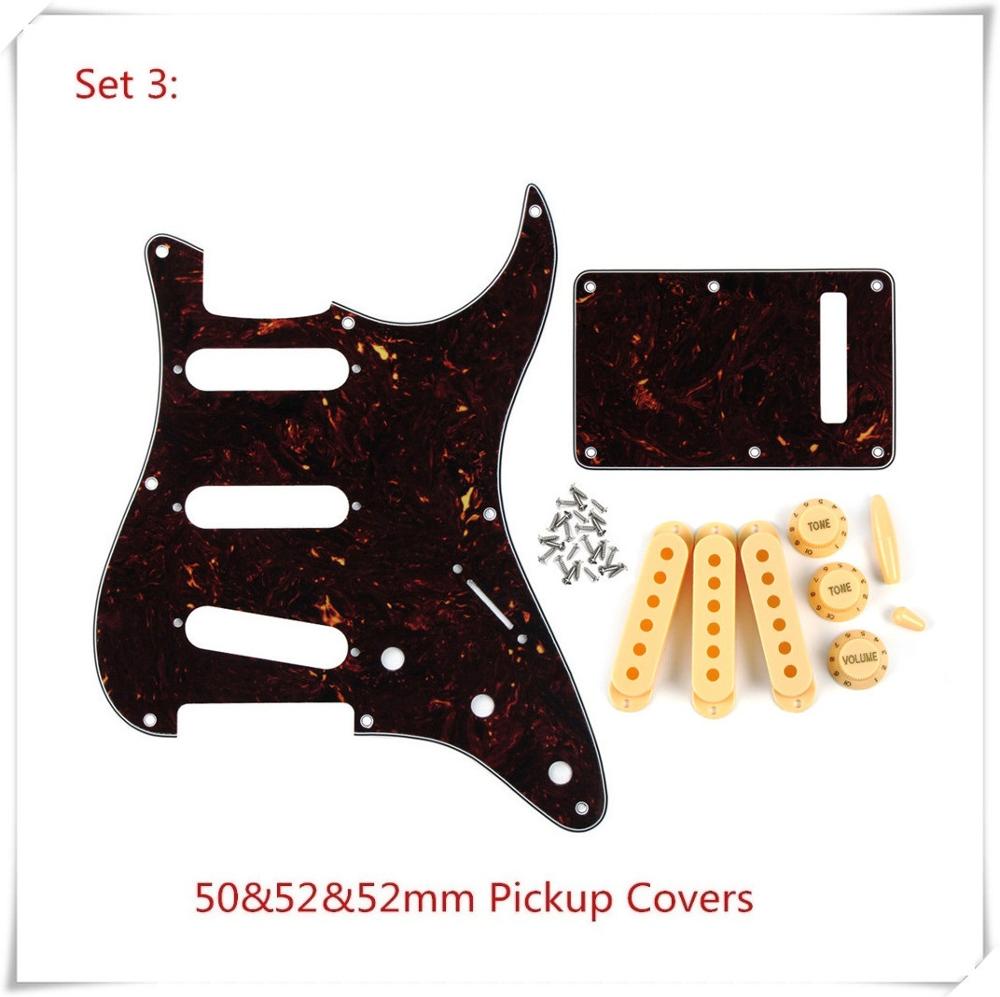 Brown Tortoise 8 Hole SSS Strat Guitar Pickguard Back Plate Pickup Covers Guitar Knobs Volume Button Cap Guitar Parts: 50mm52mm52mm Covers
