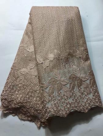 Afrikaanse kant Bloemen Patroon 125 cm breedte stof voor Kleding en Mode verkocht door de 5Yard: Champagne