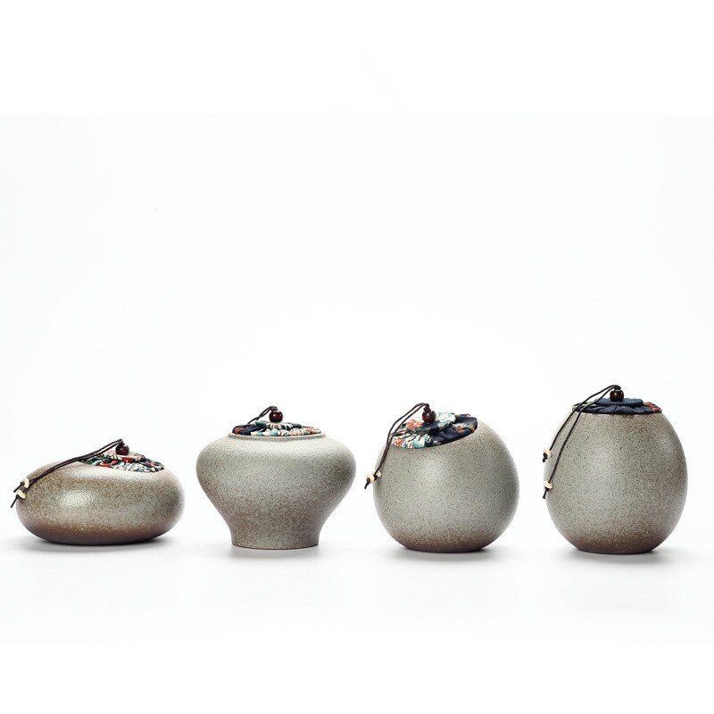 Handmade Porcelain Tea Pot Japanese Style Ceramic Tea Storage Tin Crude Pottery Tea Sealed Storage Pot Ancient Tea Bucket