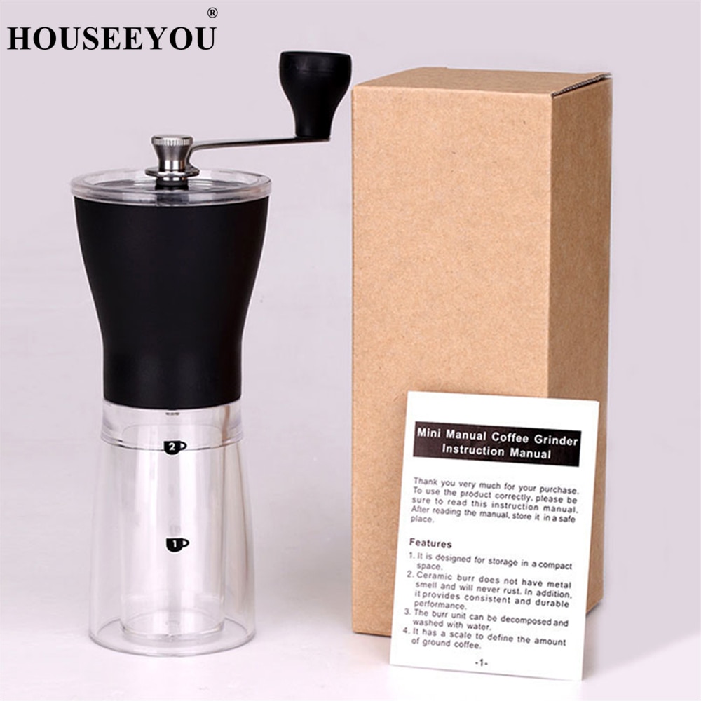 Handleiding Keramische Koffiemolen Wasbaar Abs Keramische Kern Roestvrijstalen Huis Keuken Mini Manual Hand Koffiemolen