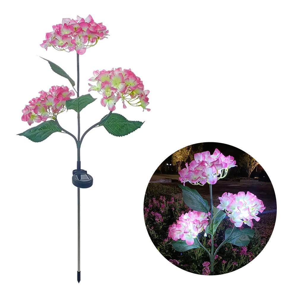 Tuinverlichting op zonne-energie Buitenverlichting, kleurrijk hortensia kunstbloemlicht op zonne-energie voor tuinpaddecoratie: Moon Blue
