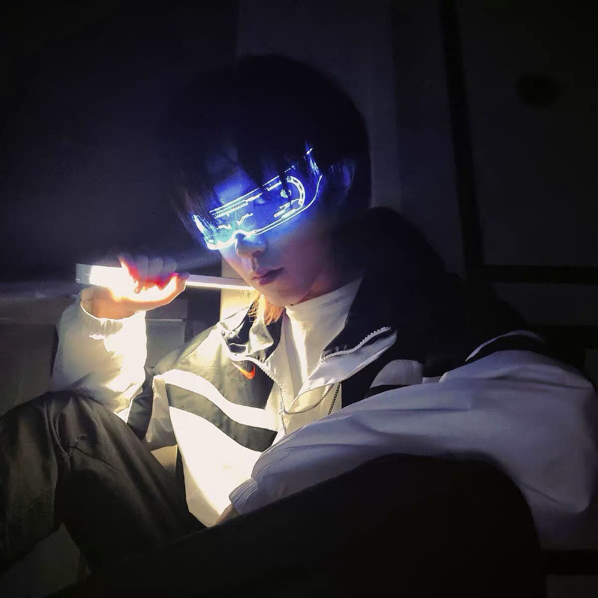 Futuristic Honeycomb LED Glasses with Dual Control Light Up Glasses for Women Cool Neon Cyber Robot Sunglasses Luminous Goggles