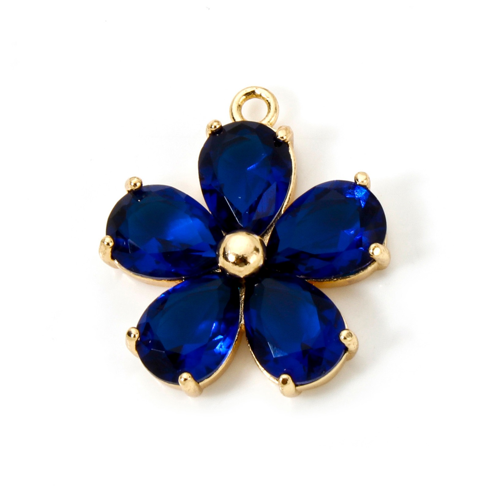 Breloques en laiton pour femme, fleur de document en or, pendentif en verre multicolore, collier à faire soi-même, boucles d'oreilles, résultats de bijoux, 21mm x 18.5mm, 1PC,: Couleur or jaune pâle