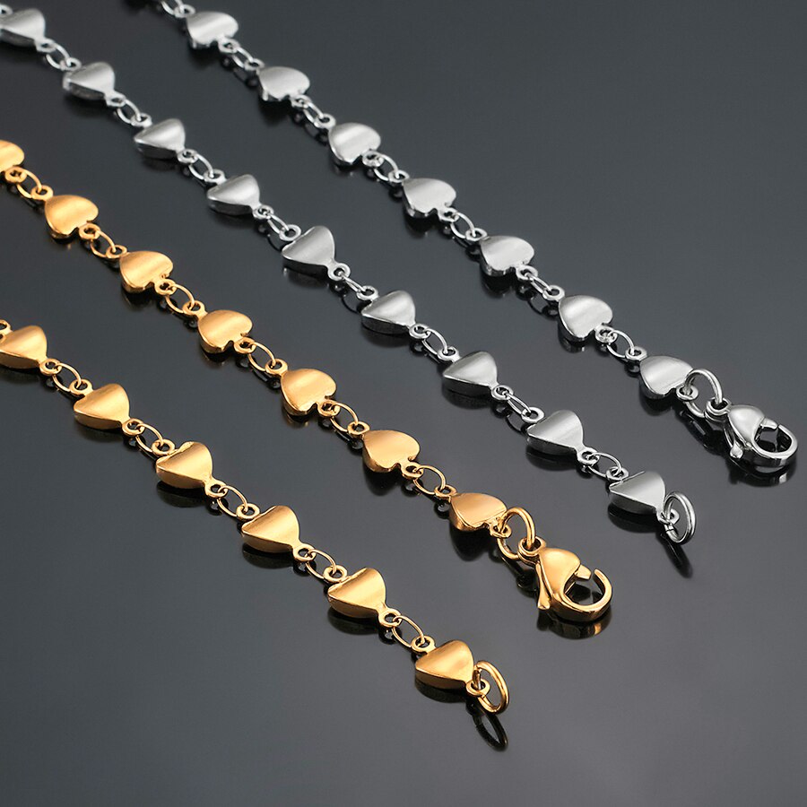 6mm Vintage Edelstahl Herz Halskette Frauen Link Kette Gold und Silber Farbe Länge 14 "-30"