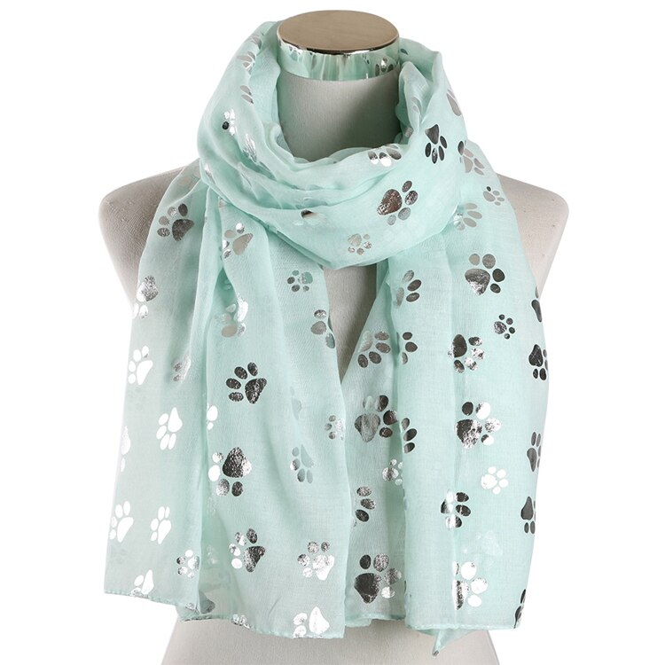 FOXMOTHER Neue Blau Grau Weiß Farbe Folie Splitter Katze Hund Pfote Schal Snood Ring Unendlichkeit Schal Frauen Damen: Minze