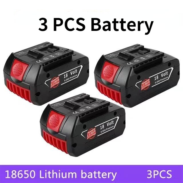 18V 6000mAh Replacement BAT609 Battery for Bosch Compatible BAT618 BAT619G BAT620 SKC181-02 Cordless Power Tool Battery+charger
