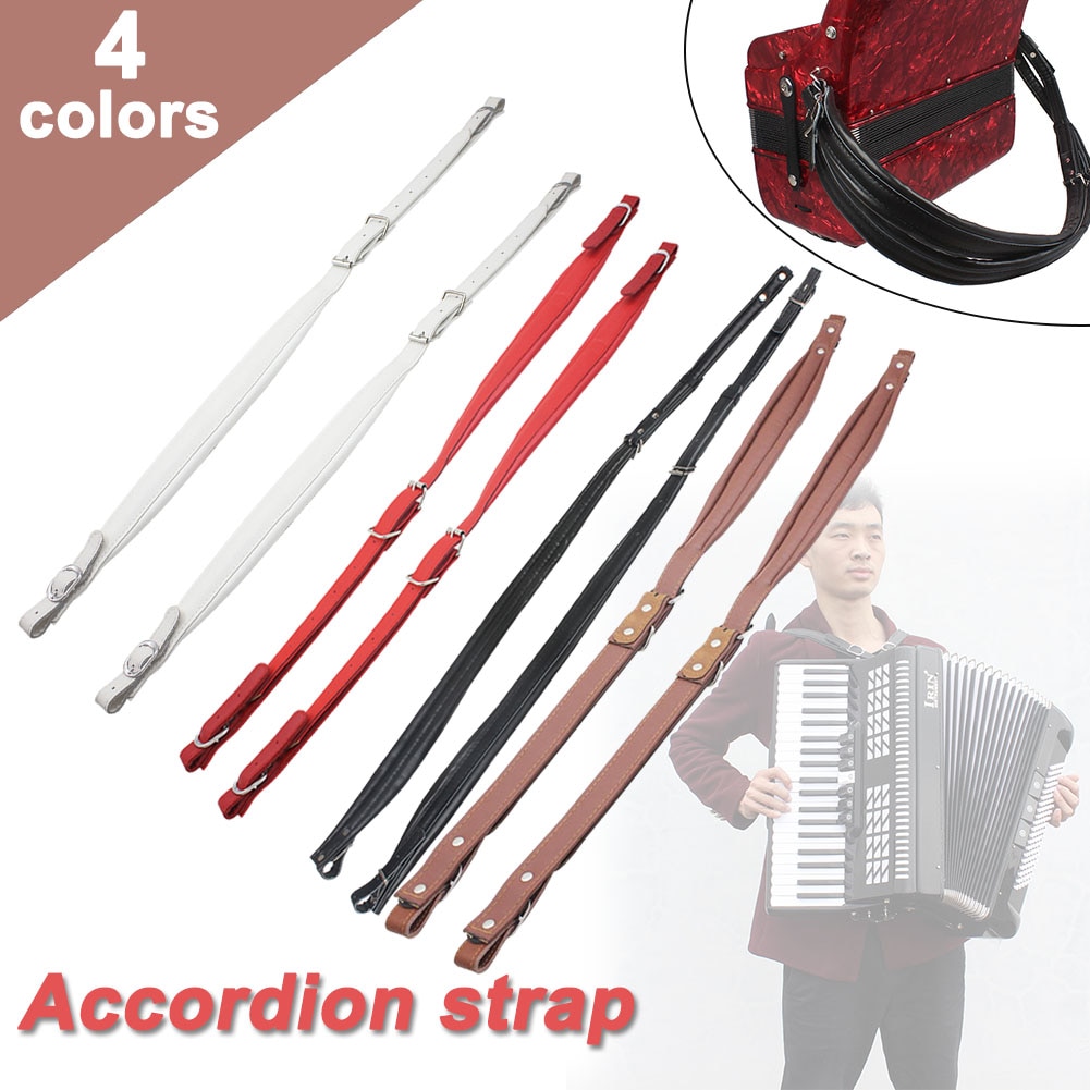 1 Paar Accordeon Schouderriem Zacht Synthetisch Leer Accordeon Band Band 83-110 Cm Verstelbare Lengte Accordeon Universele