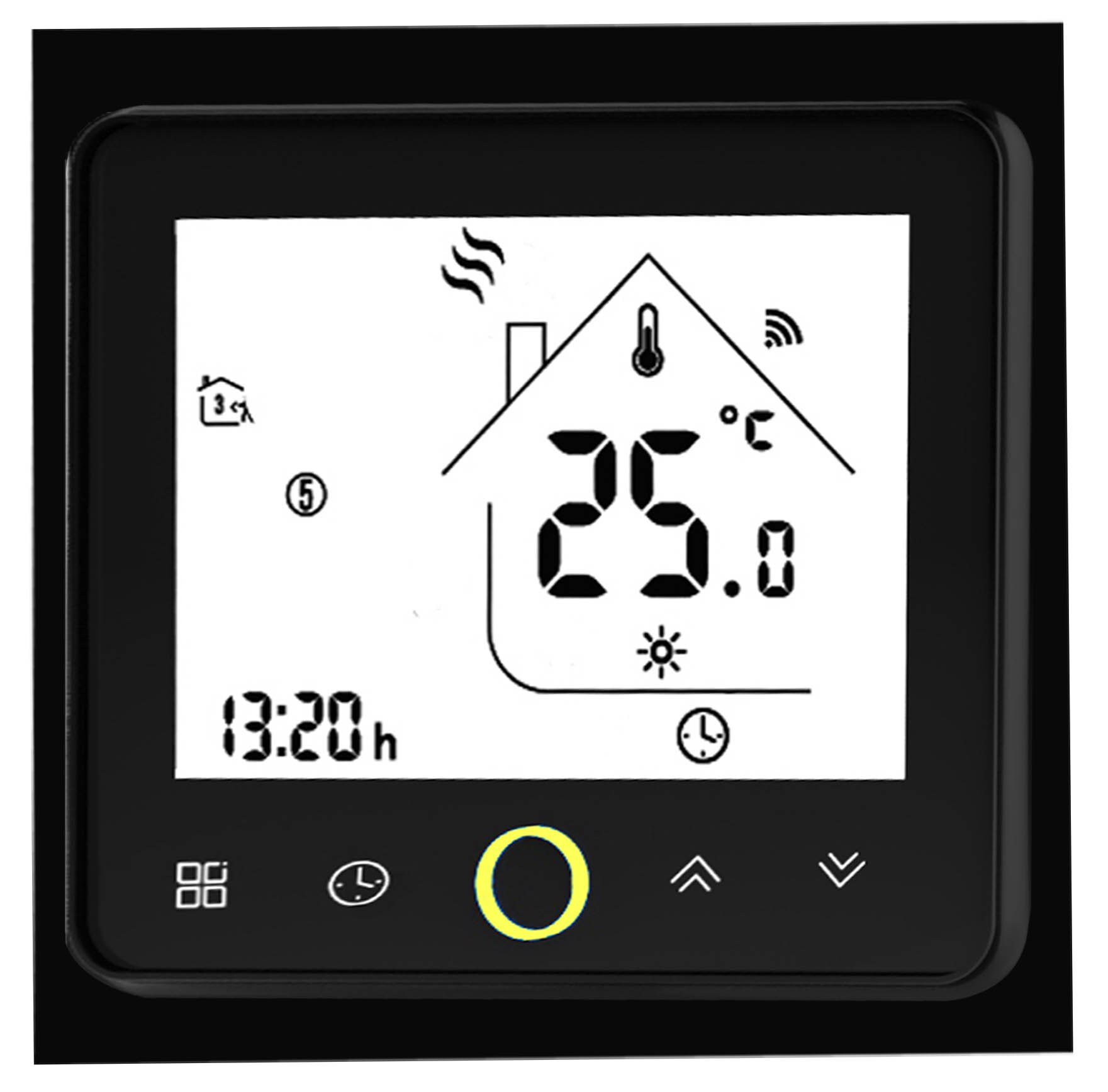 RS485&amp;MODUS digital touch screen thermostat heating for dual sensor electric heat 16A: Black