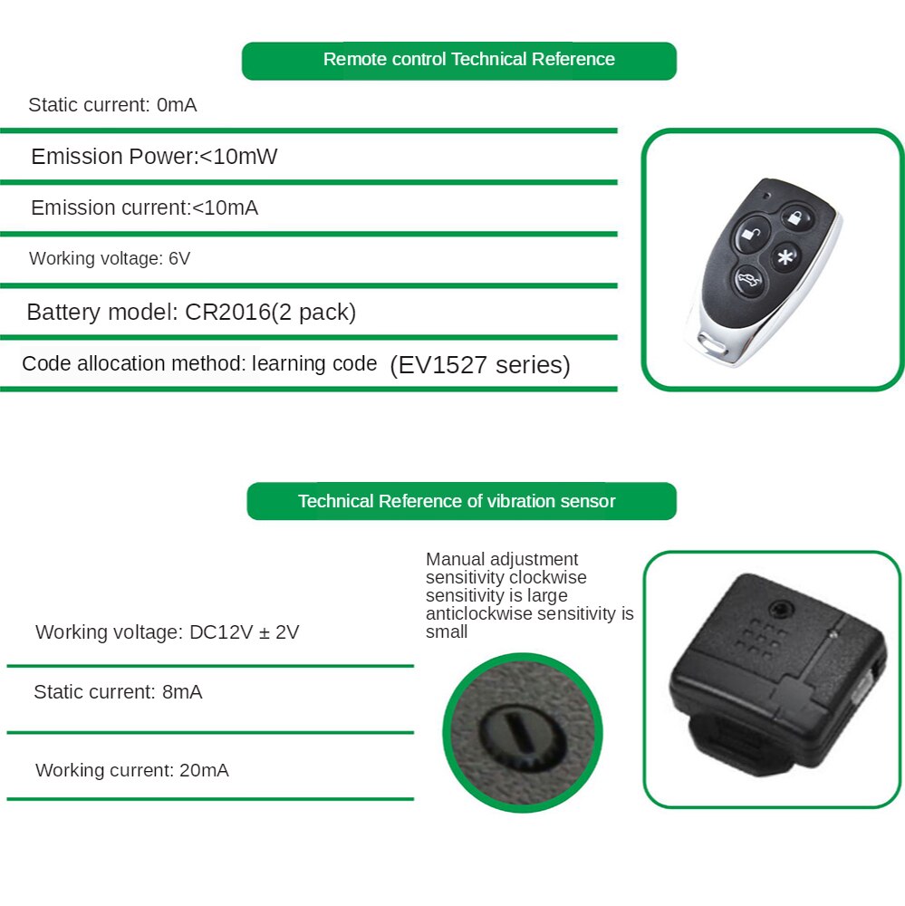 Auto Alarm Voertuig Systeem 1-Weg Afstandsbediening Centrale Deurvergrendeling Keyless Systeem Met 2 Afstandsbediening Inbreker Beveiliging systeem