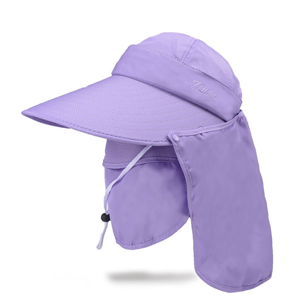 Gorra con visera Anti-UV para mujer, sombrero desmontable para ciclismo, deporte al aire libre, senderismo, Camping, cuello, pesca, protección solar, Unisex: Morado