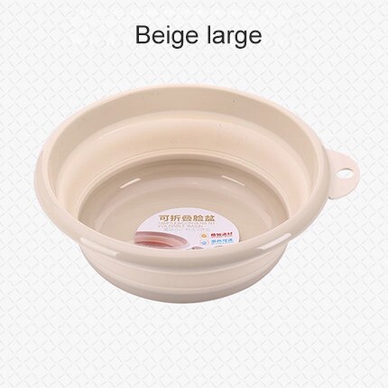 Portable Folding Wash Basin Household Outdoor Dual Purpose Hanging Holes Wash Face Fruits Vegetables Basin Plastic: Beige 39.5X17CM