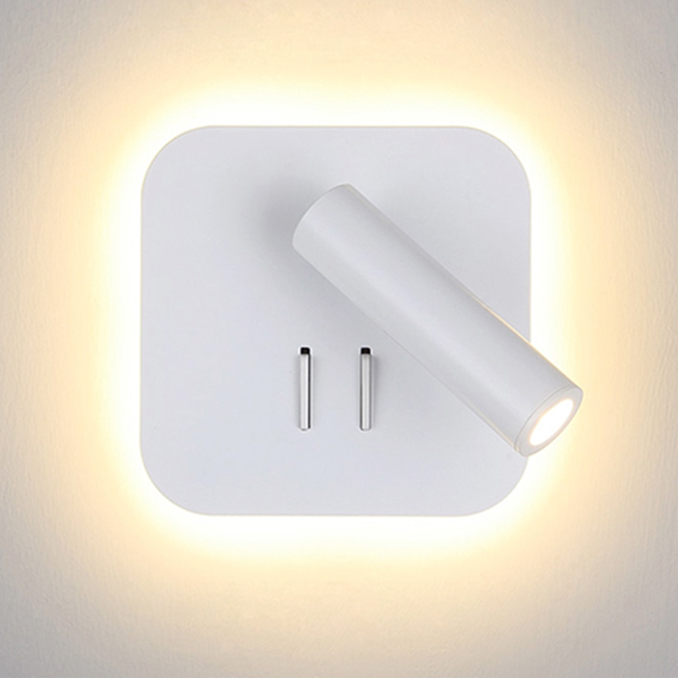 Nordisk ledet vegglampe med bryter 3w søkelyset 6w bakgrunnsbelysning frirotasjonslampe innendørs vegglampe til hjem soverom nattbord lys