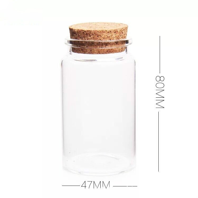 Botellas grandes de vidrio con tapón de corcho, frascos de especias vacíos para alimentos, frascos de , artesanías, 50/60/90/100/120/150/200/240ml, 10 Uds.